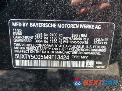 Zdjęcie 12 z 12 samochodu: 2021 BMW X3 XDRIVE30I VIN:5UXTY5C05M9F13424 - miniatura