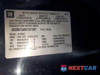 Zdjęcie 12 z 12 samochodu: 2008 CHEVROLET SILVERADO K1500 VIN:2GCEK13J681331997 - miniatura