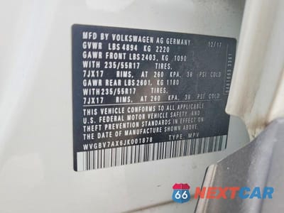 Zdjęcie 13 z 13 samochodu: 2018 VOLKSWAGEN TIGUAN LIMITED VIN:WVGBV7AX6JK001878 - miniatura