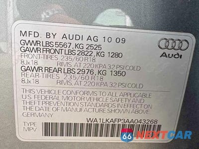Zdjęcie 10 z 10 samochodu: 2010 AUDI Q5 PREMIUM PLUS VIN:WA1LKAFP3AA043268 - miniatura