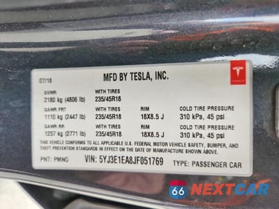 Zdjęcie 13 z 13 samochodu: 2018 TESLA MODEL 3 VIN:5YJ3E1EA8JF051769 - miniatura