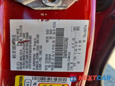 Zdjęcie 12 z 12 samochodu: 2016 FORD FUSION SE VIN:3FA6P0H7XGR352462 - miniatura