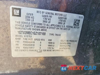Zdjęcie 12 z 12 samochodu: 2016 GMC SIERRA K1500 SLE VIN:1GTV2MEC1GZ107168 - miniatura