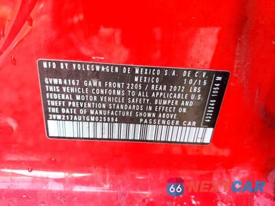 Zdjęcie 14 z 14 samochodu: 2016 VOLKSWAGEN GOLF S VIN:3VW217AU1GM025994 - miniatura