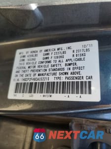 Zdjęcie 12 z 12 samochodu: 2012 HONDA ACCORD LXP VIN:1HGCP2F46CA052215 - miniatura