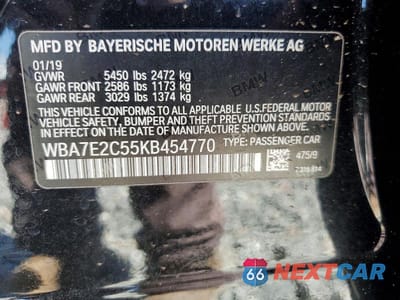 Zdjęcie 12 z 12 samochodu: 2019 BMW 740 I VIN:WBA7E2C55KB454770 - miniatura