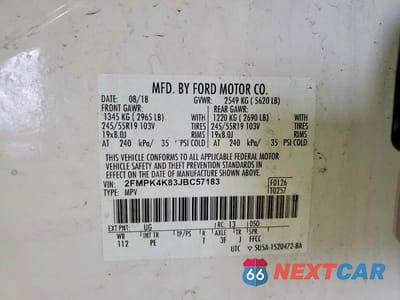 Zdjęcie 13 z 13 samochodu: 2018 FORD EDGE TITANIUM VIN:2FMPK4K83JBC57183 - miniatura