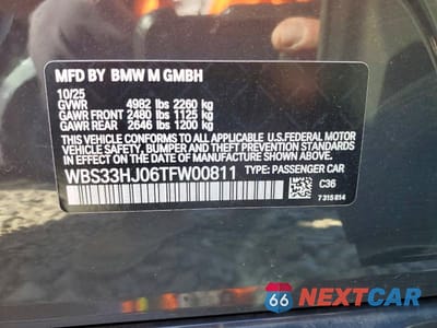 Zdjęcie 12 z 12 samochodu: 2026 BMW M3 COMPETITION VIN:WBS33HJ06TFW00811 - miniatura