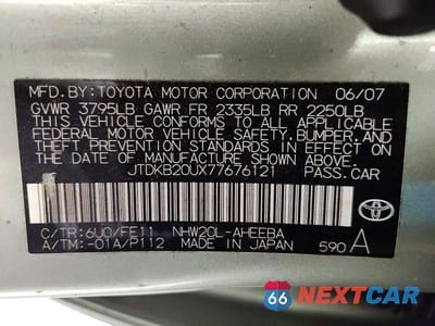 Zdjęcie 12 z 12 samochodu: 2007 TOYOTA PRIUS BASE VIN:JTDKB20UX77676121 - miniatura