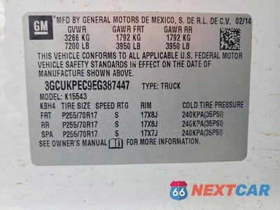 Zdjęcie 12 z 12 samochodu: 2014 CHEVROLET SILVERADO K1500 VIN:3GCUKPEC9EG387447 - miniatura