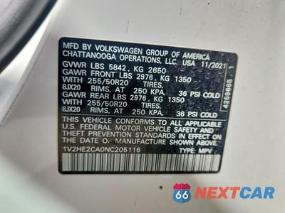Zdjęcie 13 z 13 samochodu: 2022 VOLKSWAGEN ATLAS CROSS SPORT SE VIN:1V2HE2CA0NC205116 - miniatura