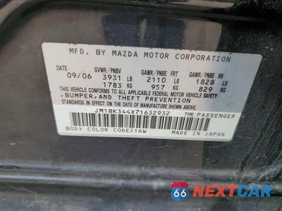 Zdjęcie 13 z 13 samochodu: 2007 MAZDA 3 HATCHBACK VIN:JM1BK344X71632932 - miniatura