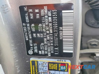 Zdjęcie 12 z 12 samochodu: 2016 KIA OPTIMA LX VIN:5XXGT4L31GG036565 - miniatura