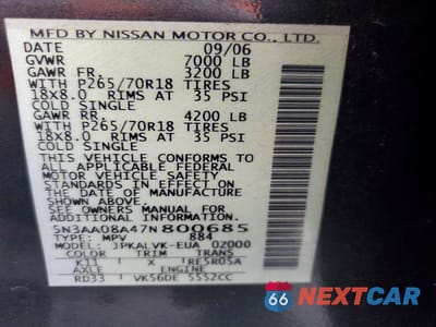 Zdjęcie 13 z 13 samochodu: 2007 INFINITI QX56 BASE VIN:5N3AA08A47N800685 - miniatura