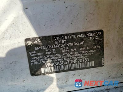 Zdjęcie 12 z 12 samochodu: 2013 BMW 328 I VIN:WBA3A5G57DNP20751 - miniatura