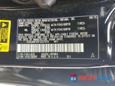 Zdjęcie 13 z 13 samochodu: 2015 TOYOTA HIGHLANDER XLE VIN:5TDJKRFH2FS207978 - miniatura