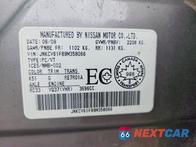 Zdjęcie 12 z 12 samochodu: 2009 INFINITI G37 SEDAN X VIN:JNKCV61F89M358066 - miniatura