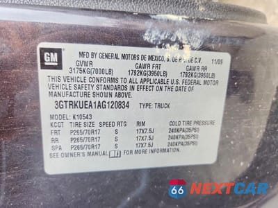 Zdjęcie 12 z 12 samochodu: 2010 GMC SIERRA K1500 SL VIN:3GTRKUEA1AG120834 - miniatura