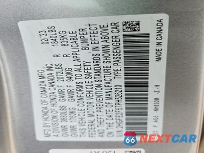 Zdjęcie 13 z 13 samochodu: 2023 HONDA CIVIC SPORT VIN:2HGFE2F57PH526210 - miniatura