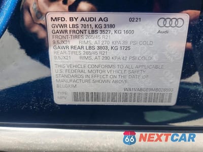 Zdjęcie 14 z 14 samochodu: 2021 AUDI E-TRON PRESTIGE VIN:WA1VABGE9MB028593 - miniatura