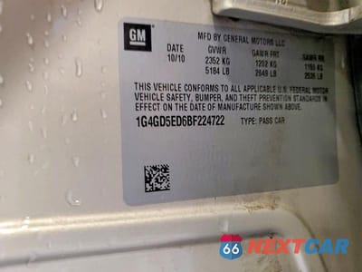 Zdjęcie 13 z 13 samochodu: 2011 BUICK LACROSSE CXL VIN:1G4GD5ED6BF224722 - miniatura
