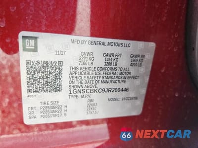 Zdjęcie 14 z 14 samochodu: 2018 CHEVROLET TAHOE C1500 LT VIN:1GNSCBKC9JR200446 - miniatura