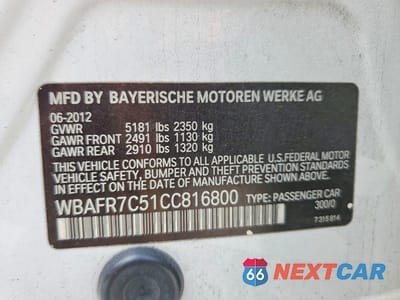 Zdjęcie 13 z 13 samochodu: 2012 BMW 535 I VIN:WBAFR7C51CC816800 - miniatura