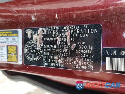 Zdjęcie 13 z 13 samochodu: 2016 KIA SEDONA LX VIN:KNDMB5C15G6087964 - miniatura