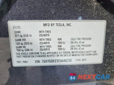 Zdjęcie 12 z 12 samochodu: 2026 TESLA MODEL Y VIN:7SAYGDEE9TA446230 - miniatura