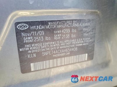 Zdjęcie 12 z 12 samochodu: 2010 HYUNDAI SONATA GLS VIN:5NPET4ACXAH654408 - miniatura