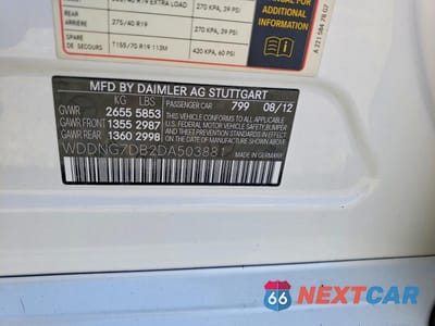 Zdjęcie 12 z 12 samochodu: 2013 MERCEDES-BENZ S 550 VIN:WDDNG7DB2DA503881 - miniatura