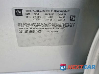 Zdjęcie 13 z 13 samochodu: 2017 CHEVROLET IMPALA LT VIN:2G1105S38H9113102 - miniatura