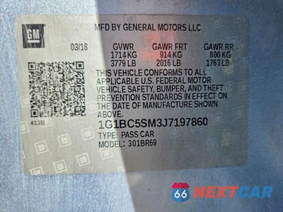 Zdjęcie 12 z 12 samochodu: 2018 CHEVROLET CRUZE LS VIN:1G1BC5SM3J7197860 - miniatura