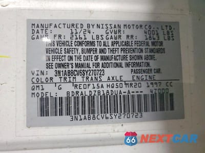 Zdjęcie 12 z 12 samochodu: 2025 NISSAN SENTRA SV VIN:3N1AB8CV6SY270723 - miniatura