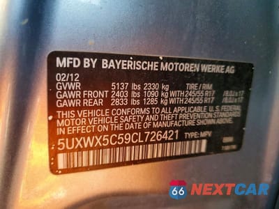 Zdjęcie 13 z 13 samochodu: 2012 BMW X3 XDRIVE28I VIN:5UXWX5C59CL726421 - miniatura