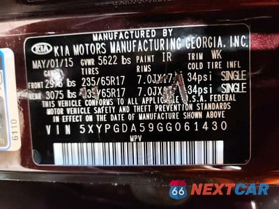 Zdjęcie 13 z 13 samochodu: 2016 KIA SORENTO VIN:5XYPGDA59GG061430 - miniatura