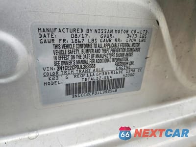 Zdjęcie 12 z 12 samochodu: 2018 NISSAN VERSA NOTE SV VIN:3N1CE2CP0JL352568 - miniatura