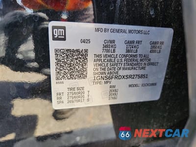 Zdjęcie 13 z 13 samochodu: 2025 CHEVROLET SUBURBAN K1500 PREMIER VIN:1GNS6FRDXSR275851 - miniatura