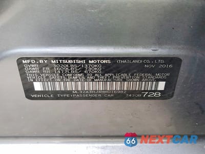 Zdjęcie 12 z 12 samochodu: 2017 MITSUBISHI MIRAGE ES VIN:ML32A3HJ4HH016982 - miniatura