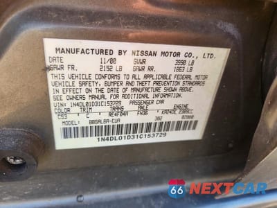 Zdjęcie 12 z 12 samochodu: 2001 NISSAN ALTIMA XE VIN:1N4DL01D31C153729 - miniatura