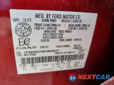 Zdjęcie 13 z 13 samochodu: 2014 FORD EXPLORER SPORT VIN:1FM5K8GT9EGB29637 - miniatura
