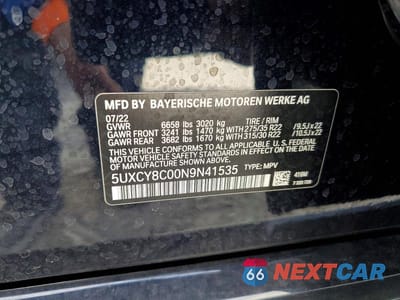 Zdjęcie 14 z 14 samochodu: 2022 BMW X6 VIN:5UXCY8C00N9N41535 - miniatura