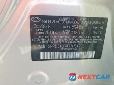 Zdjęcie 12 z 12 samochodu: 2019 HYUNDAI ELANTRA SEL VIN:5NPD84LF4KH415491 - miniatura