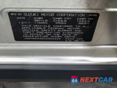Zdjęcie 12 z 12 samochodu: 2012 SUZUKI SX4 VIN:JS2YB5A32C6304229 - miniatura