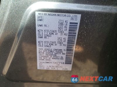 Zdjęcie 12 z 12 samochodu: 2015 INFINITI QX60 BASE VIN:5N1AL0MM3FC547758 - miniatura