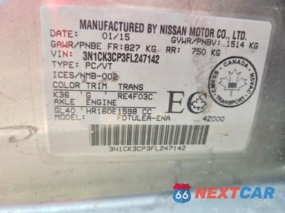 Zdjęcie 12 z 12 samochodu: 2015 NISS MICRA VIN:3N1CK3CP3FL247142 - miniatura