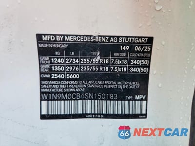 Zdjęcie 13 z 13 samochodu: 2025 MERCEDES-BENZ EQB 250+ VIN:W1N9M0CB4SN150183 - miniatura