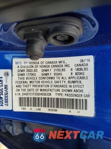 Zdjęcie 13 z 13 samochodu: 2016 HONDA CIVIC EX VIN:2HGFC1F35GH656338 - miniatura