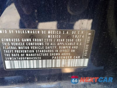 Zdjęcie 12 z 12 samochodu: 2015 VOLKSWAGEN GOLF TDI VIN:3VW2A7AU5FM043526 - miniatura