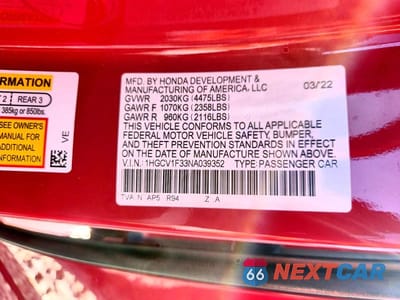 Zdjęcie 12 z 12 samochodu: 2022 HONDA ACCORD SPORT VIN:1HGCV1F33NA039352 - miniatura
